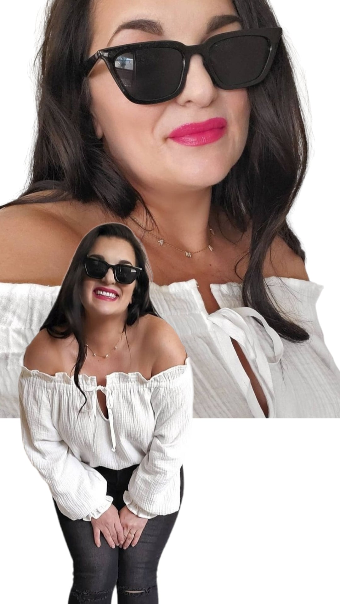 Textured Keyhole Cotton White Top