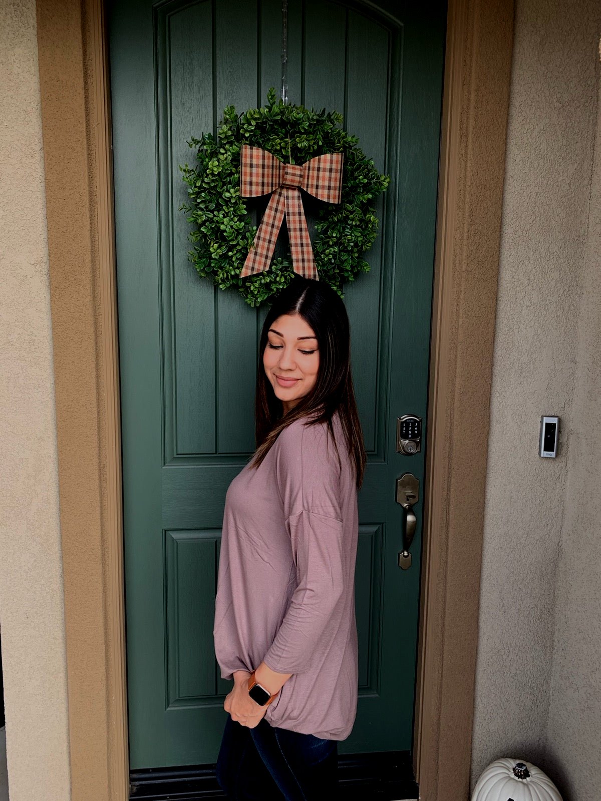 Relaxed V-neck Long Sleeve Top