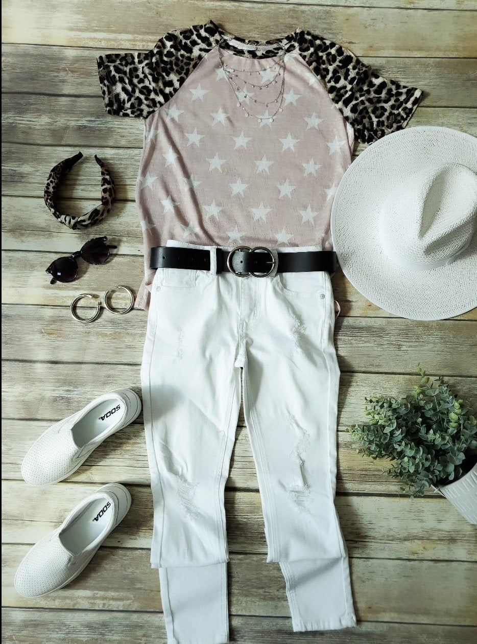 Stay Wild Star Print Short Sleeve Top S-2XL