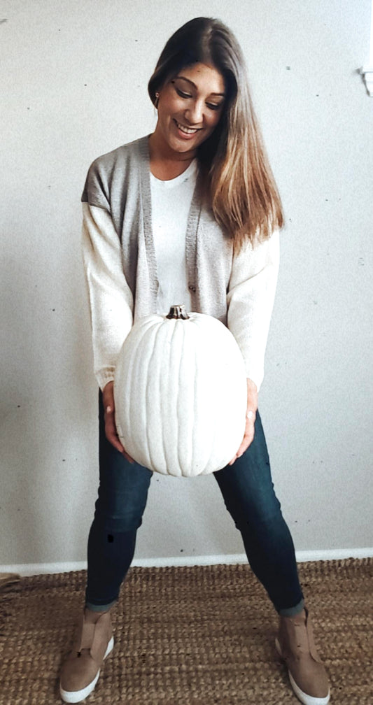 Contrast Colorblock Knit Cardigan