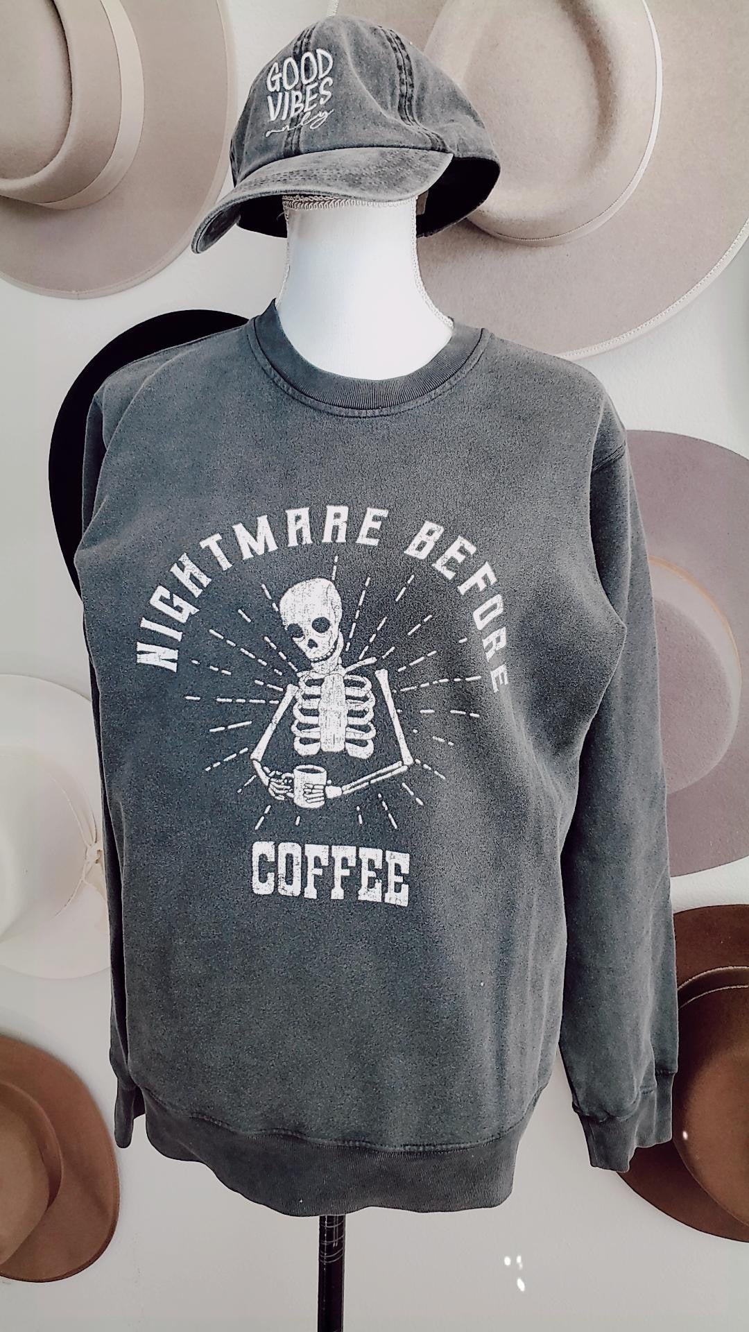 NIGHTMARE BEFORE COFFEE GRAPHIC SWEATSHIRTS