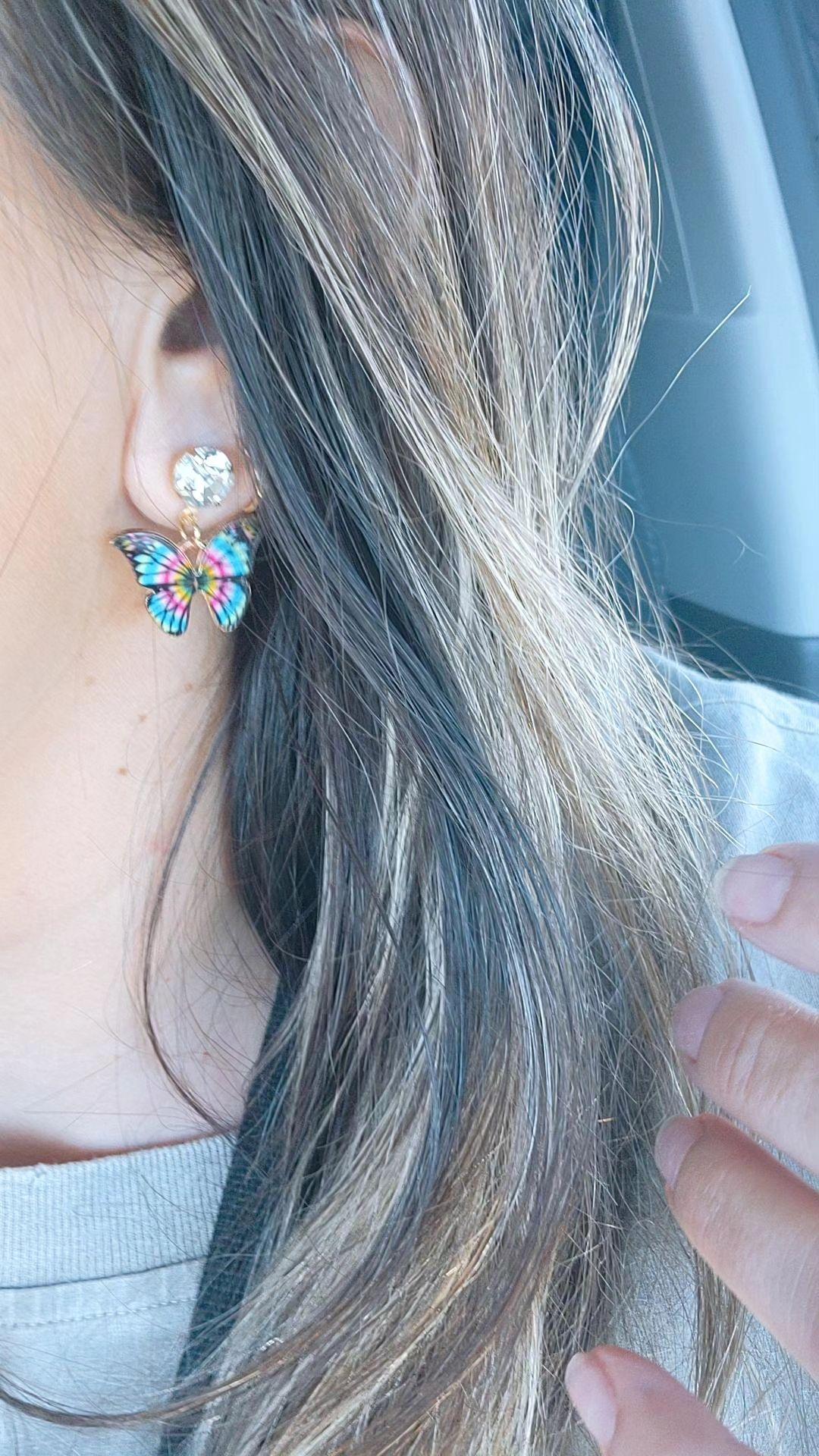 Stud Butterfly Dangle Earrings-6 Colors