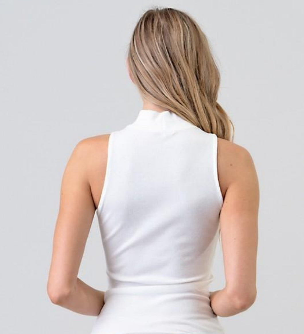 Mock Neck Bodysuit White