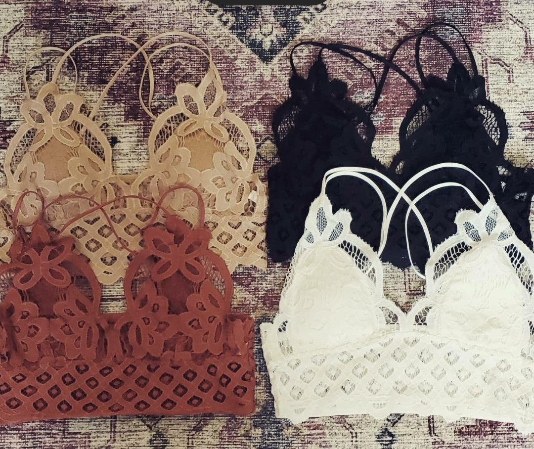 Crochet Lace Bralette-Rust