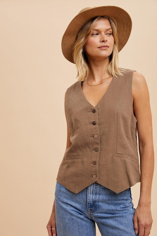 COTTON LINEN BLEND VEST