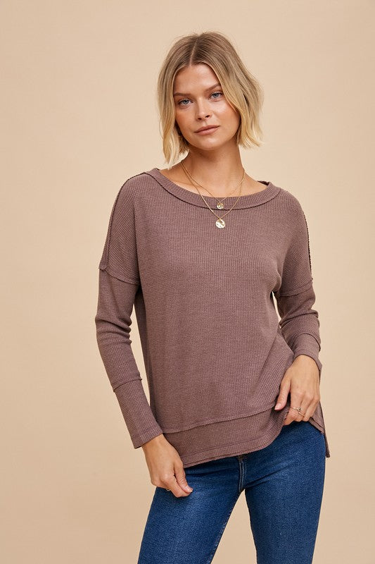 Thermal Drop Sleeves Top Mocha Brown