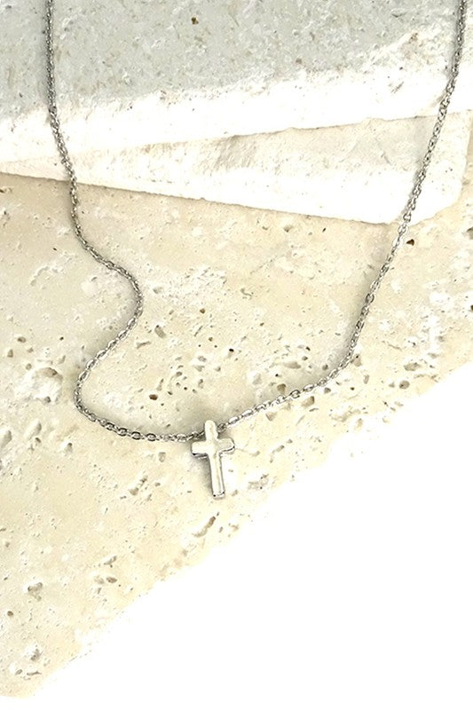 Classic Mini Cross Necklace Gold Silver