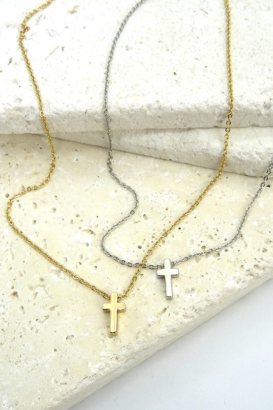 Classic Mini Cross Necklace Gold Silver