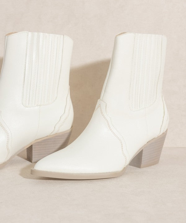 Yvonne Paneled Western White Bootie