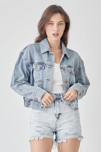 OVERSIZED CROP DENIM JACKET