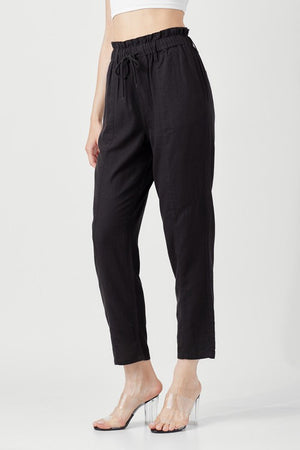 HIGH RISE PULL ON LINEN PANTS