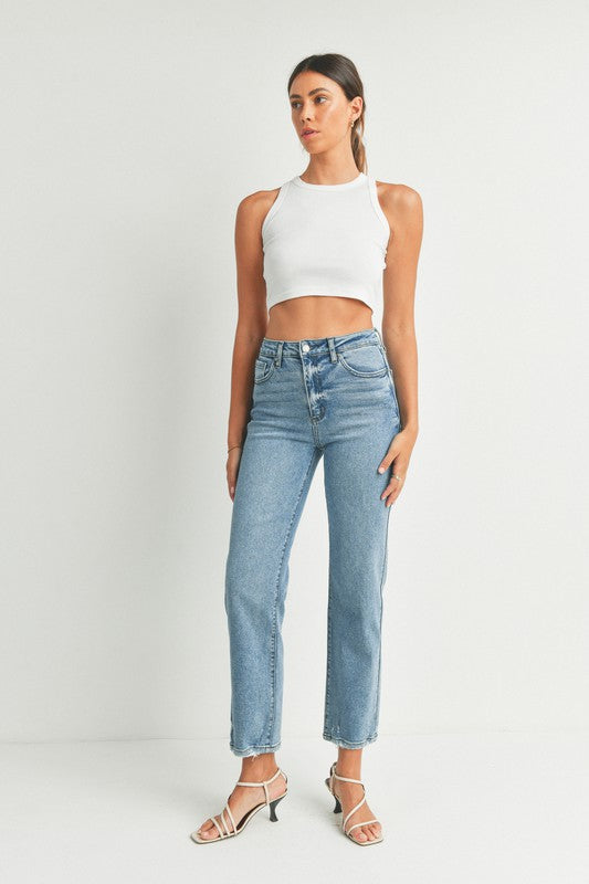 HIGH RISE CLEAN STRAIGHT LEG JEANS