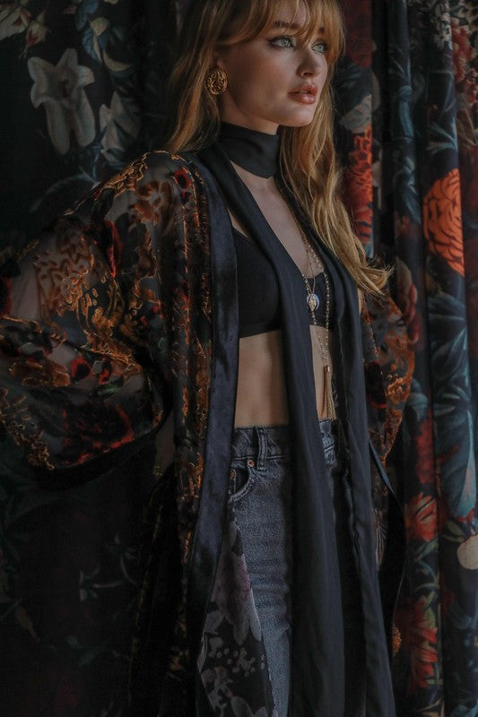 BURNOUT VELVET KIMONO