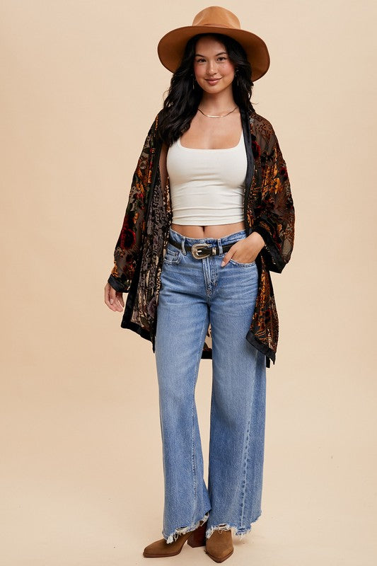 BURNOUT VELVET KIMONO