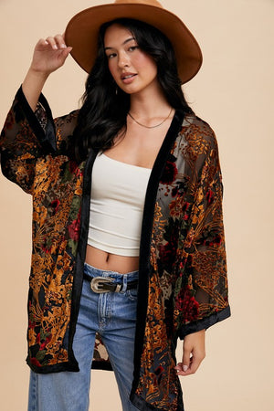 BURNOUT VELVET KIMONO