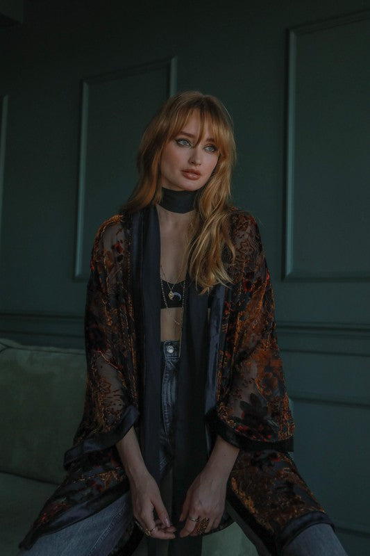 BURNOUT VELVET KIMONO