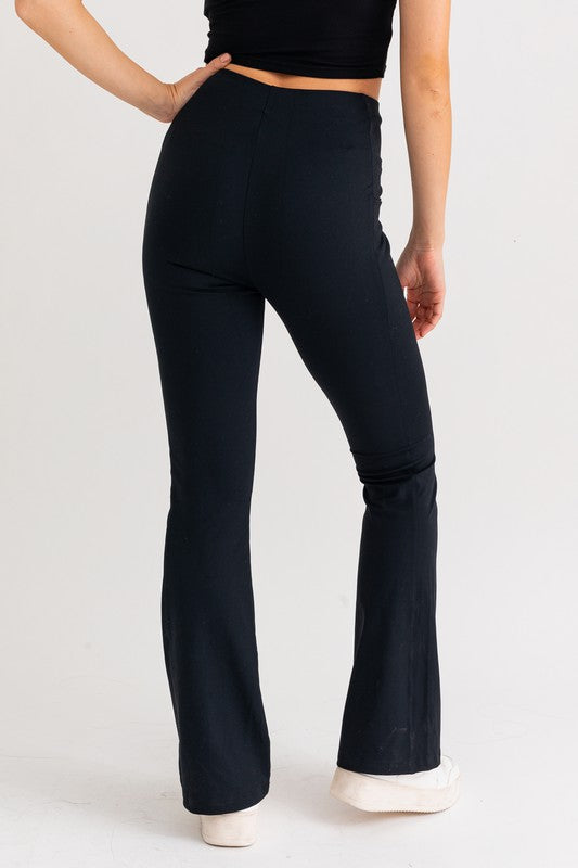 LACE UP FLARE STRETCHY PANTS