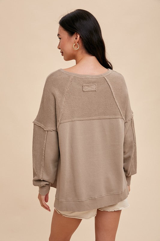 OVERSIZED FRENCH TERRY PULLOVER SIDE SLITS