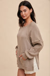 OVERSIZED FRENCH TERRY PULLOVER SIDE SLITS