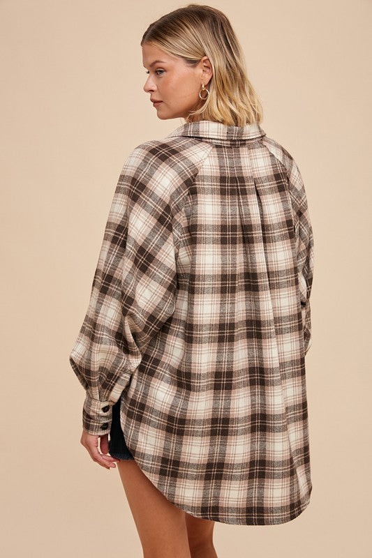 Oversized Plaid Brown Button Down