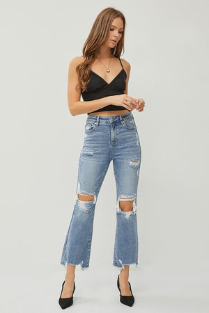 RISEN HIGH RISE STRAIGHT ANKLE JEANS