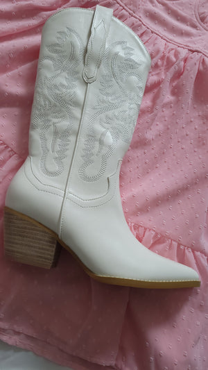 White Classic Western Anjolie Boots