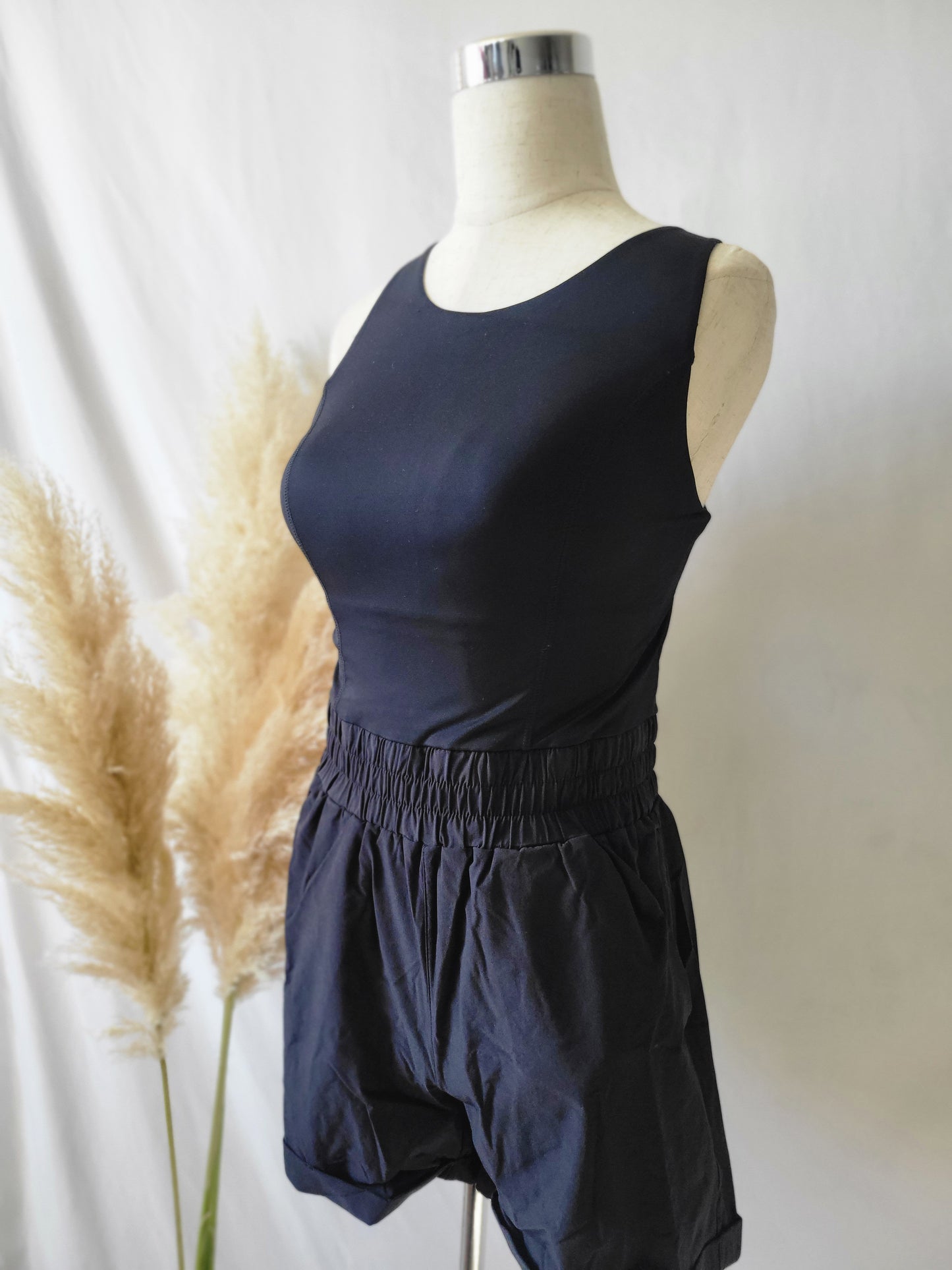 Active Shortsie Romper -Black