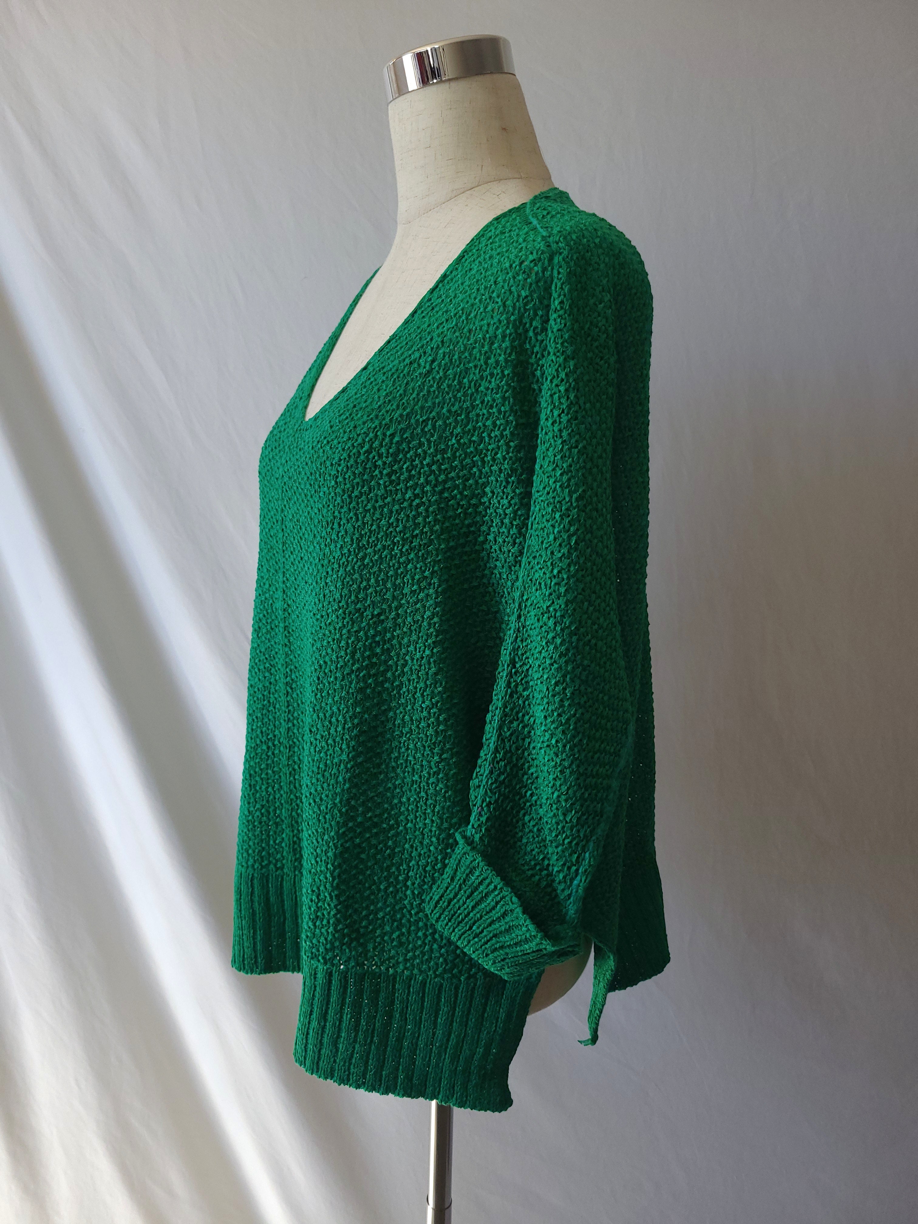 Crew Neck Knit Sweater-Green