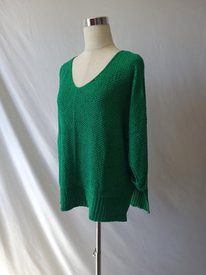 Crew Neck Knit Sweater-Green