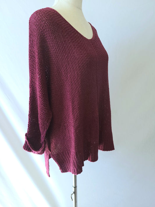 Crew Neck Knit Sweater-Cranberry