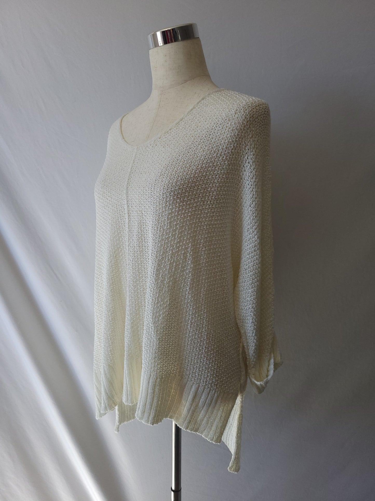 Crew Neck Knit Sweater-Cream