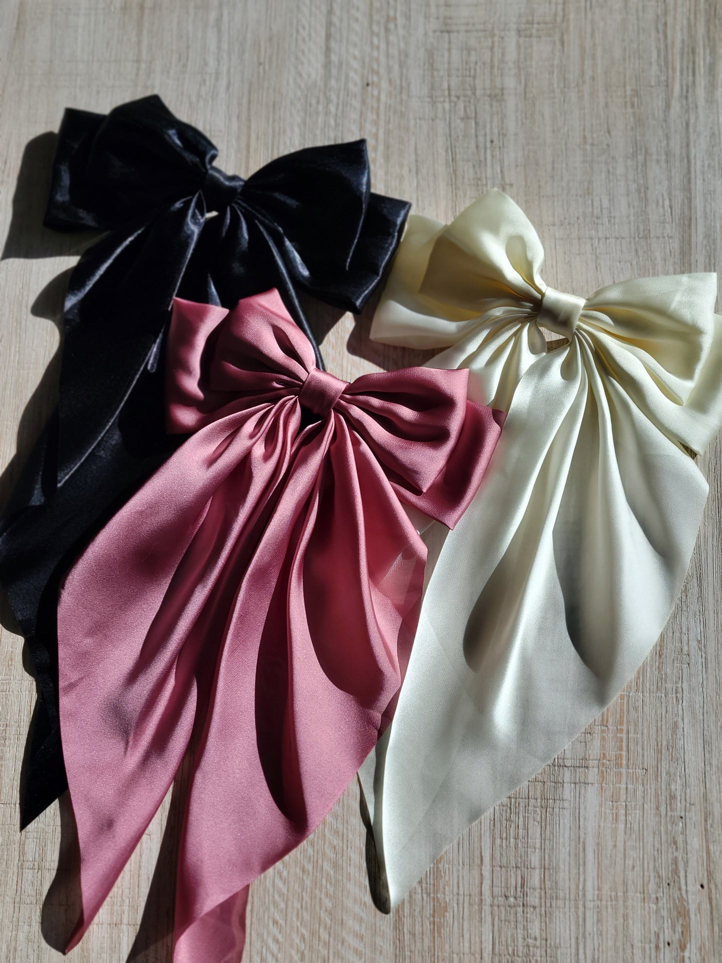 Satin Hair Bow Clips 3 colors