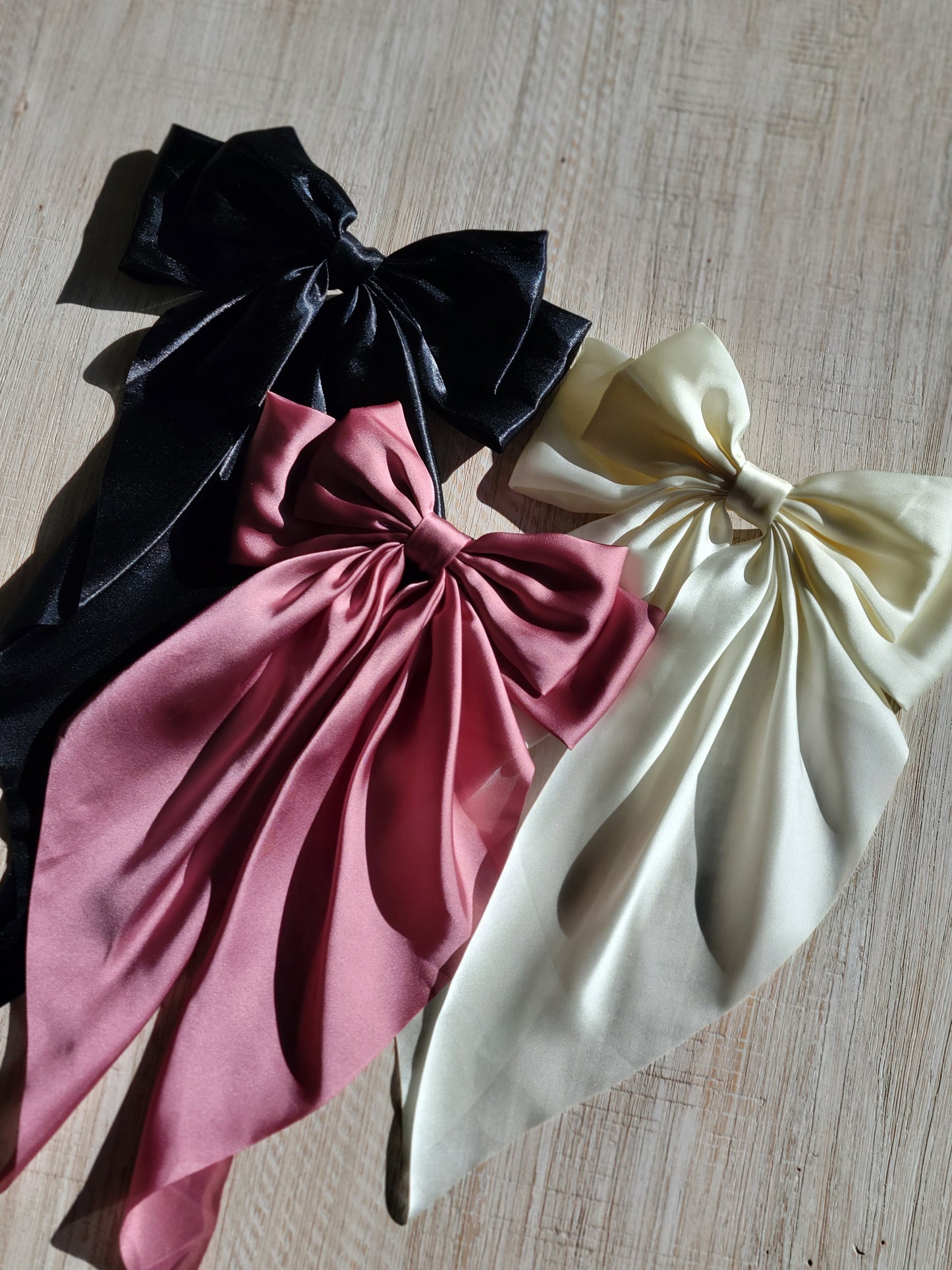 Satin Hair Bow Clips 3 colors