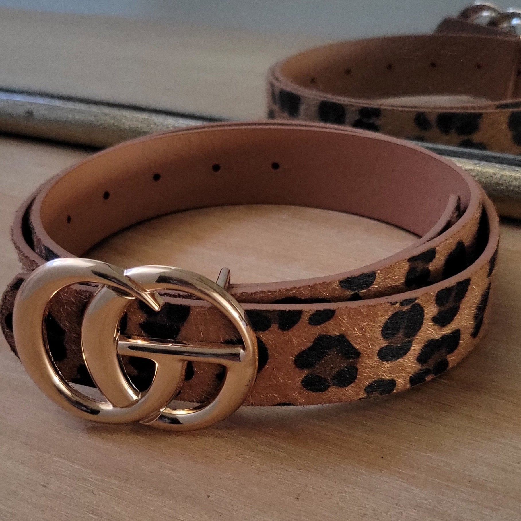 Leopard Metal Ring Belt