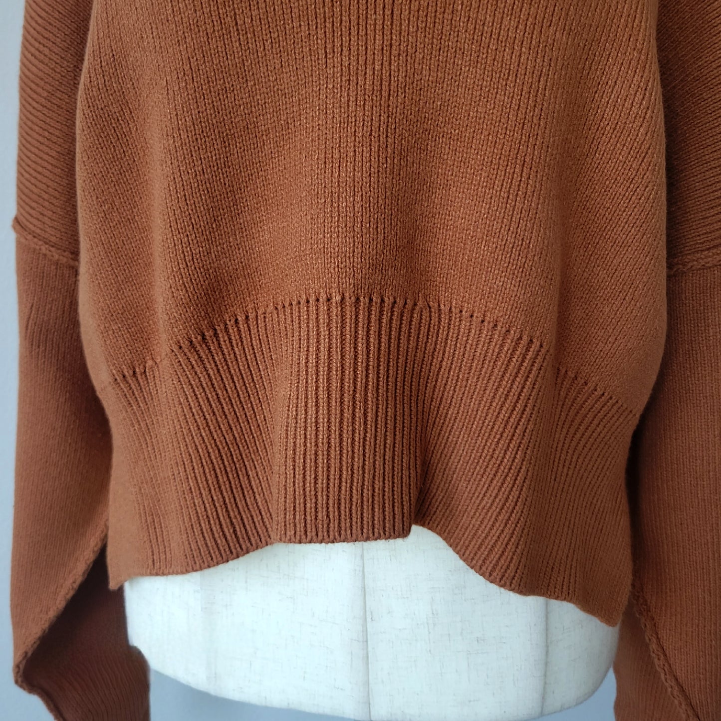 KNITTED MOCKNECK OVERSIZED SLIGHT CROPPED SLOUCHY FIT PULLOVER SWEATER