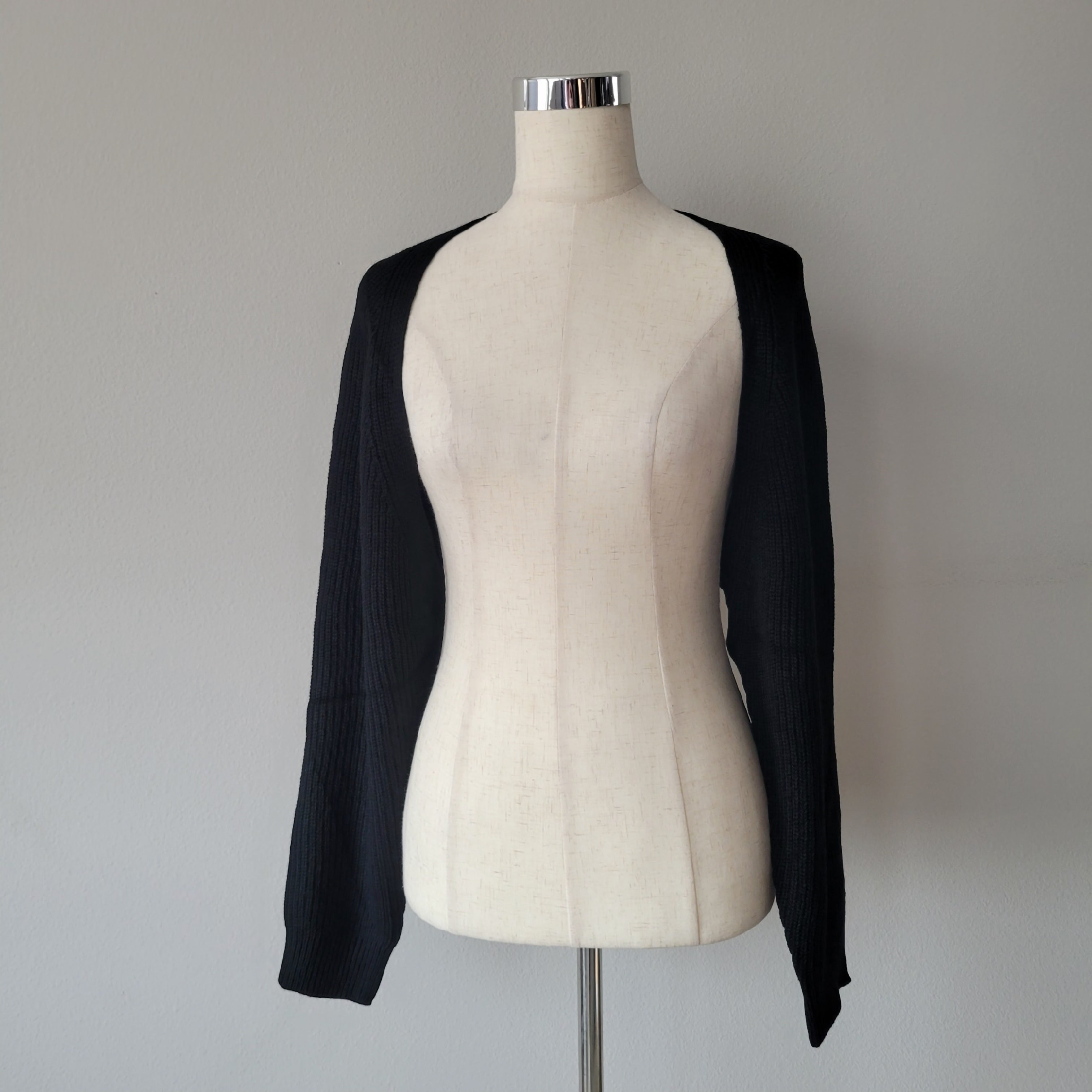 Bolero Cropped Shrug Cardigan Black White