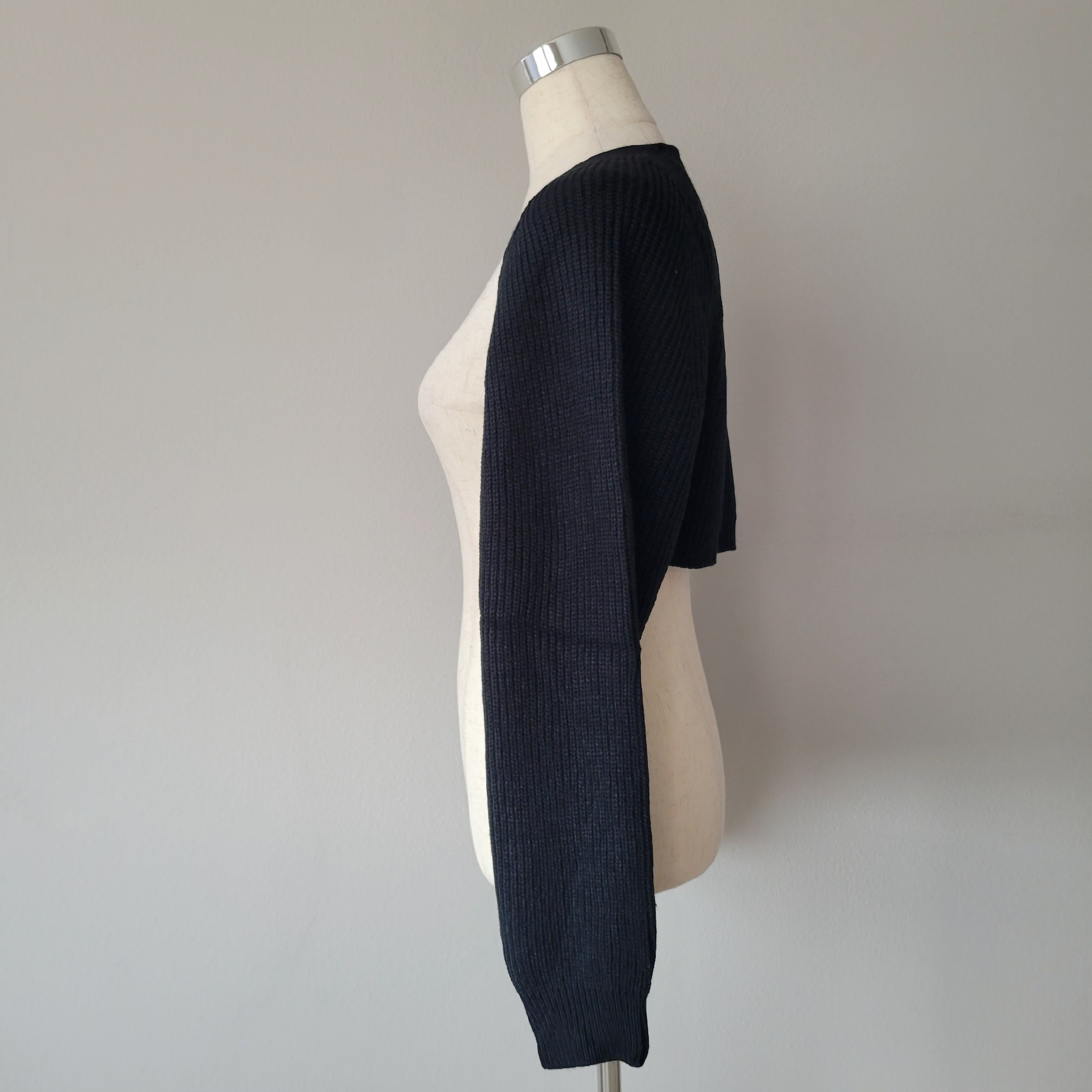 Bolero Cropped Shrug Cardigan Black White