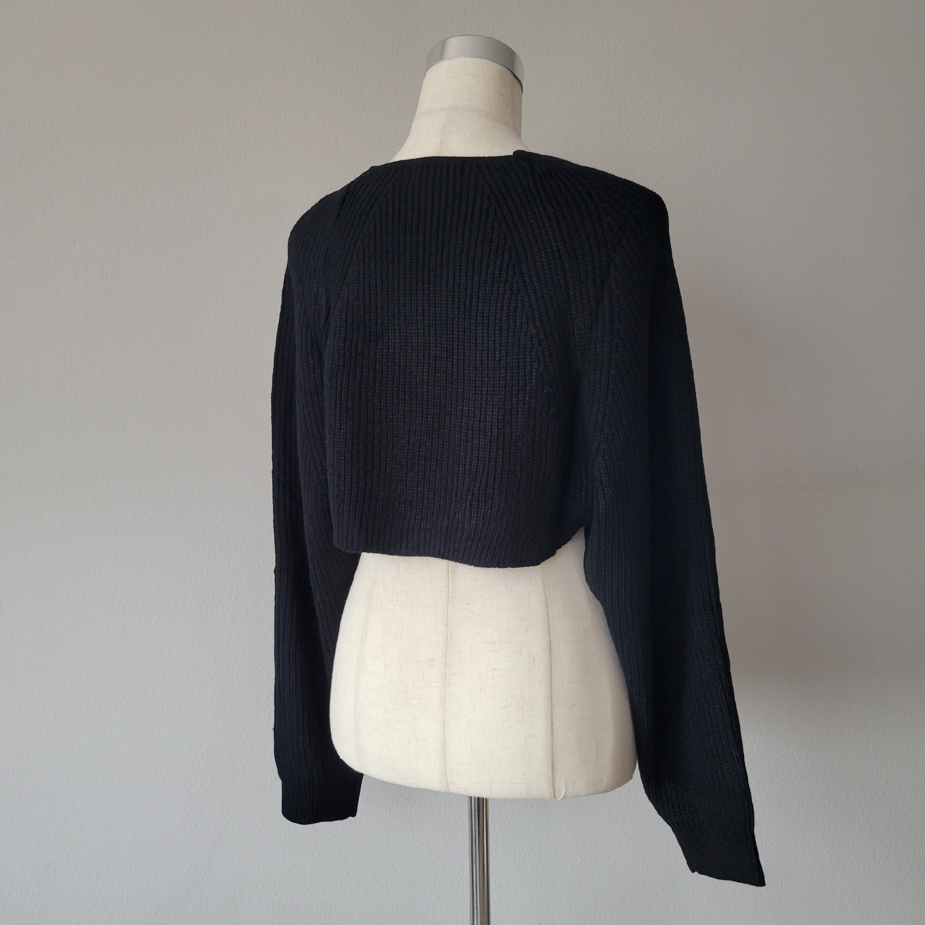 Bolero Cropped Shrug Cardigan Black White