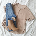 Henley Knit Top Taupe