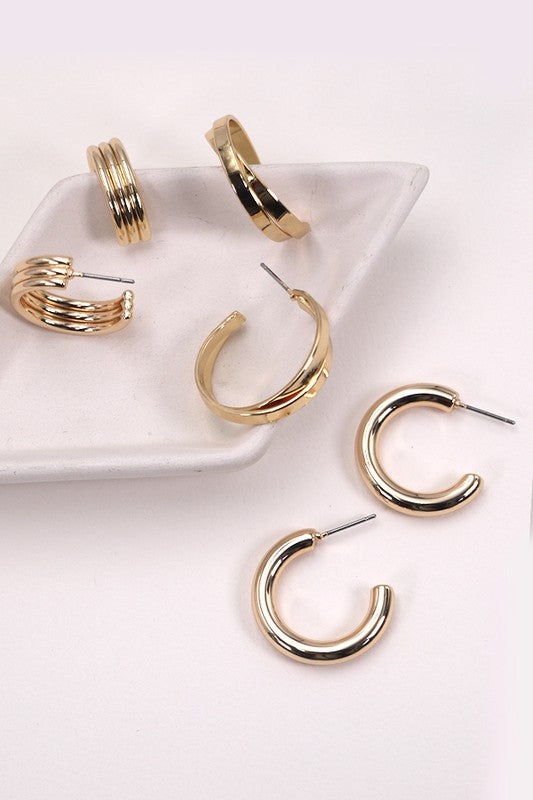 Multi Classic Hoop Trio Earrings Set