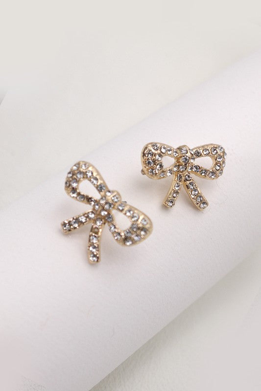 RHINESTONE BOW EARRINGS