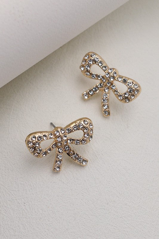 RHINESTONE BOW EARRINGS