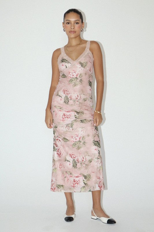 GARDEN PARTY ROSE PRINT LONG DRESS