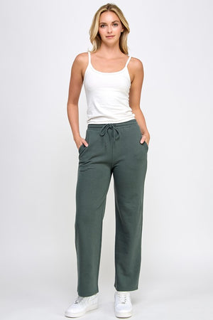 FLEECE STRAIGHT LEG JOGGER SWEAT PANTS CHIC GREEN S-XL