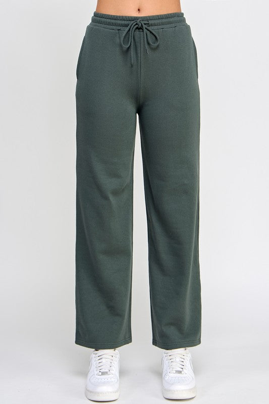 FLEECE STRAIGHT LEG JOGGER SWEAT PANTS CHIC GREEN S-XL