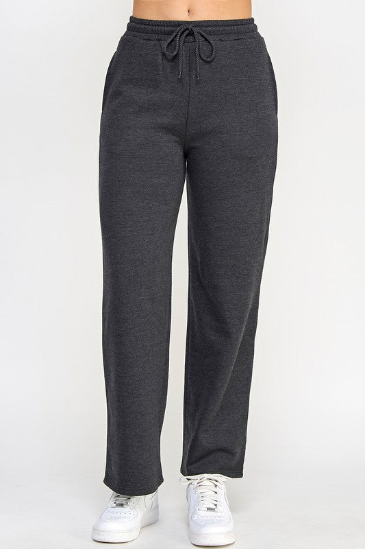 FLEECE STRAIGHT LEG SWEAT PANTS JOGGER Charcoal S-XL