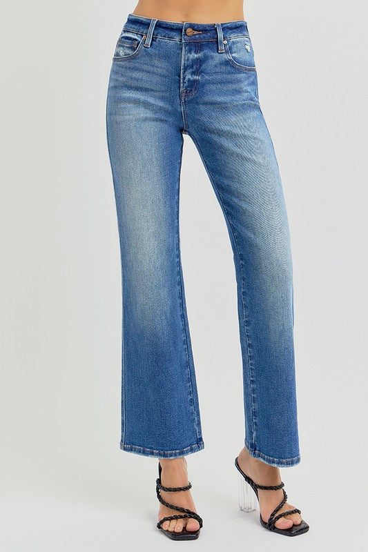 Tummy Control High Rise Medium Dark Wash Risen STRAIGHT JEANS