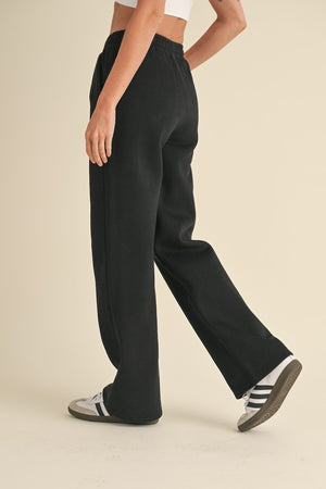 Cozy Fleece Wide Leg Sweatpants Black