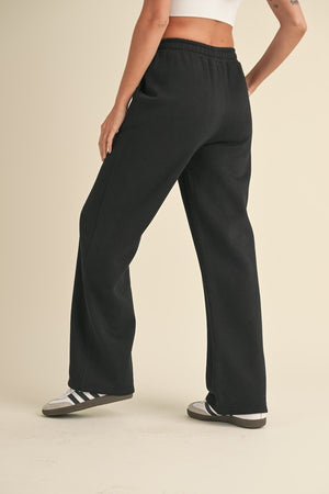 Cozy Fleece Wide Leg Sweatpants Black