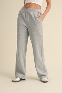 Cozy Fleece Wide Leg Sweatpants Heather Grey